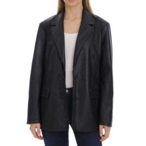 Avec Les Filles Tailored-Fit Faux Leather Blazer
